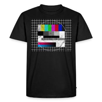 Témoignage télé costume rétro années 80 - T-shirt Premium bio Homme - noir - Devant - Nico (187cm)