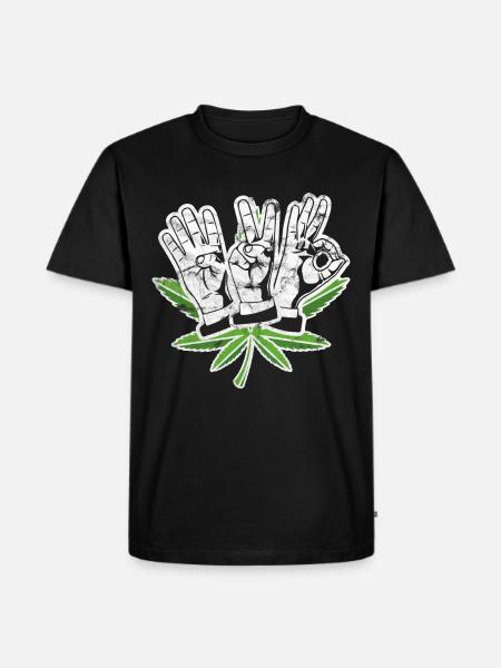 420 Hanfpflanze - Männer Premium Bio T-Shirt - Schwarz