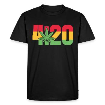 420 cannabis leaf Jamaica - Men's Premium Organic T-Shirt - black - Front - Nico (187cm)