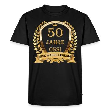 50ème anniversaire, Ossi 50 ans, légende du DDR - T-shirt Premium bio Homme - noir - Devant - Nico (187cm)