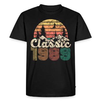 Anniversaire vintage 1989 retro - T-shirt Premium bio Homme - noir - Devant - Nico (187cm)