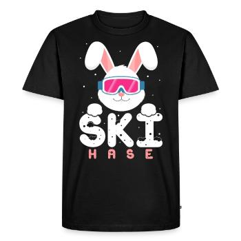 Lapin de ski avec lunettes, lapins,Party Apres Ski - T-shirt Premium bio Homme - noir - Devant - Nico (187cm)