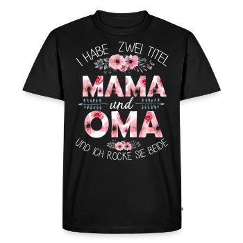 Grandma and Mom and rock up the education - Men's Premium Organic T-Shirt - black - Front - Nico (187cm)