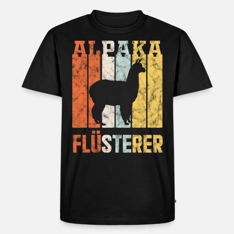 Alpaka Flüsterer Tier Geschenk - Männer Premium Bio T-Shirt - Schwarz