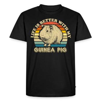 Guinea Pig Pet Retro Gift Idea - Men's Premium Organic T-Shirt - black - Front - Nico (187cm)