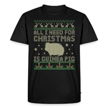 Cadeau motif noel cochon d'Inde - T-shirt Premium bio Homme - noir - Devant - Nico (187cm)