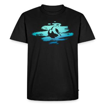 Requin dans l'océan avec des plongeurs, grand requin-marteau requin blanc - T-shirt Premium bio Homme - noir - Devant - Nico (187cm)