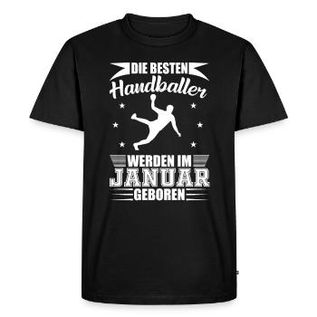 Handball Handballer Geburtstag Januar Geschenk - Männer Premium Bio T-Shirt - Schwarz - Vorne - Nico (187cm)