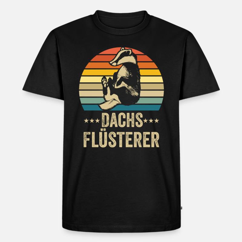 Dachs Flüsterer Retro Geschenk - Männer Premium Bio T-Shirt - Schwarz