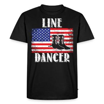 Drapeau USA Linedance Line Dancer - T-shirt Premium bio Homme - noir - Devant - Nico (187cm)