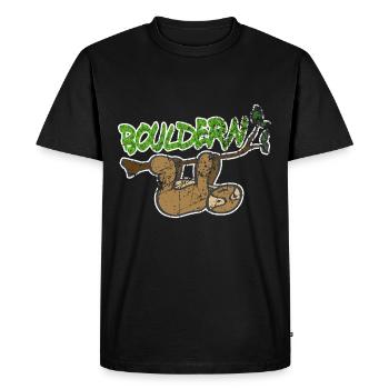 Vintage bouldering climbing sloth gift - Men's Premium Organic T-Shirt - black - Front - Nico (187cm)