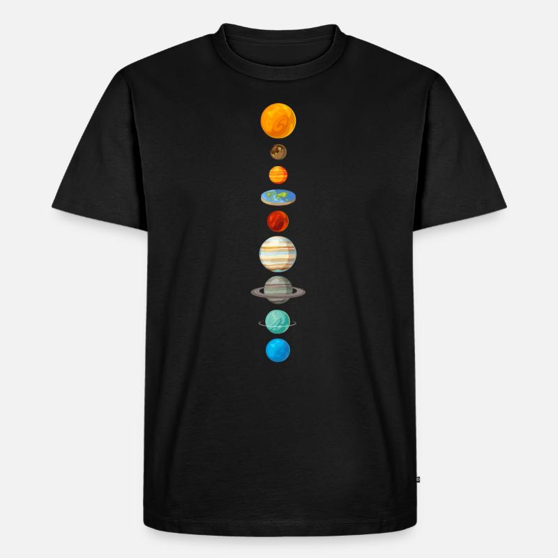 Flat Earth Sonnensystem Geschenk - Männer Premium Bio T-Shirt - Schwarz