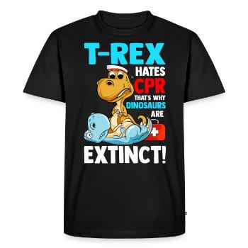 Infirmière hôpital dinosaures drôle - T-shirt Premium bio Homme - noir - Devant - Nico (187cm)