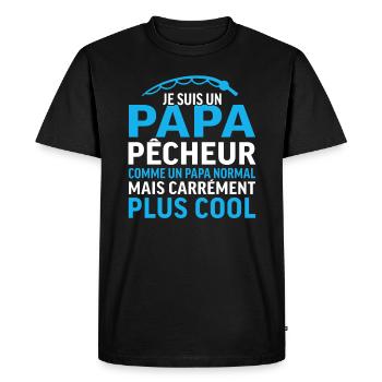 Papa pêcheur plus cool pêche - père - T-shirt Premium bio Homme - noir - Devant - Nico (187cm)
