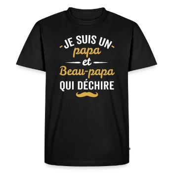 je suis un papa et beau-papa qui déchire - T-shirt Premium bio Homme - noir - Devant - Nico (187cm)