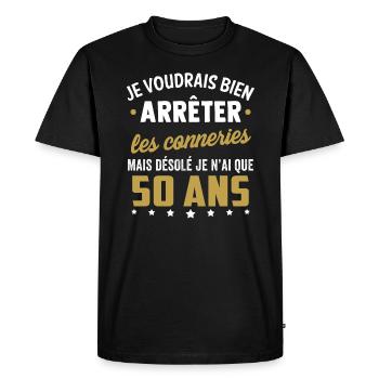 50 ans cadeau t shirt 50 ans - T-shirt Premium bio Homme - noir - Devant - Nico (187cm)