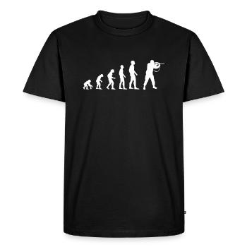 Évolution de l'homme soldat arme de chasse - T-shirt Premium bio Homme - noir - Devant - Nico (187cm)