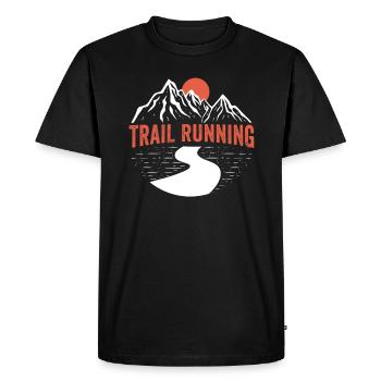 trail running t shirt course en montagne - T-shirt Premium bio Homme - noir - Devant - Nico (187cm)
