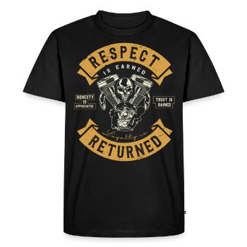 Moto cadeau motard biker capot Le respect est. - T-shirt Premium bio Homme - noir - Devant - Nico (187cm)