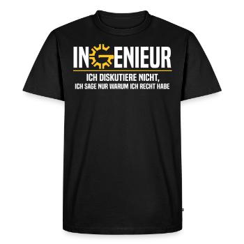 Ingenieur Ich diskutiere nicht, ich sage nur warum - Männer Premium Bio T-Shirt - Schwarz - Vorne - Nico (187cm)