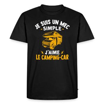 un mec simple j'aime le camping-car - T-shirt Premium bio Homme - noir - Devant - Nico (187cm)