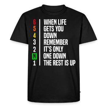 Motorcyclist Gift Gear Shift Motivation - Men's Premium Organic T-Shirt - black - Front - Nico (187cm)