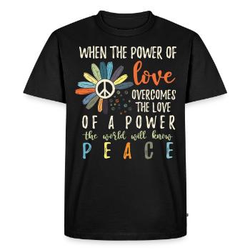 Hippie Flower Power Peace & Power - T-shirt Premium bio Homme - noir - Devant - Nico (187cm)