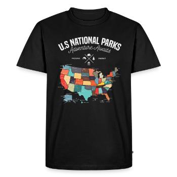 Carte des parcs nationaux des États-Unis randonnée en camping - T-shirt Premium bio Homme - noir - Devant - Nico (187cm)