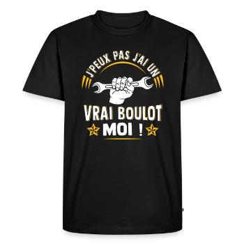 j'ai un vrai boulot moi je suis mécanicien - T-shirt Premium bio Homme - noir - Devant - Nico (187cm)