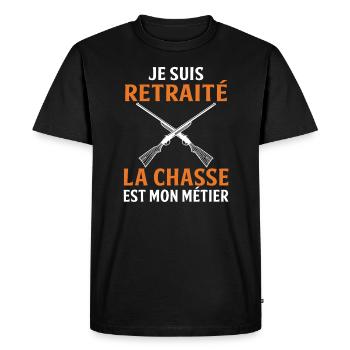 je suis retraité la chasse est mon métier chasseur - T-shirt Premium bio Homme - noir - Devant - Nico (187cm)