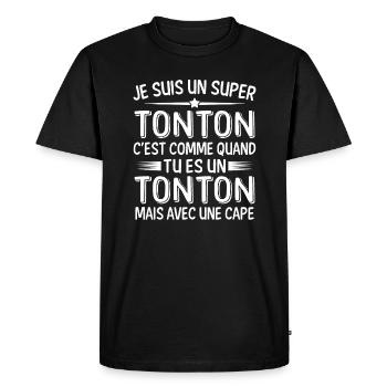un super tonton avec une cape - T-shirt Premium bio Homme - noir - Devant - Nico (187cm)