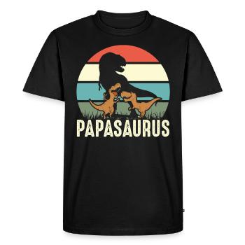 Funny Papasaurus Dino Dinosaur Gift - Men's Premium Organic T-Shirt - black - Front - Nico (187cm)