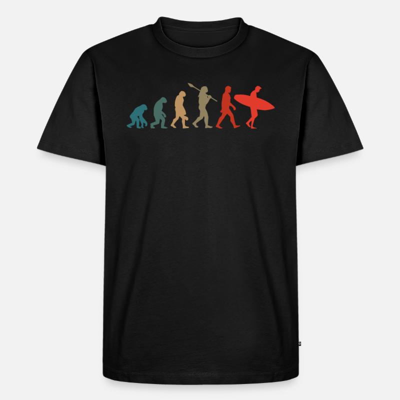 Surfer Evolution - Männer Premium Bio T-Shirt - Schwarz
