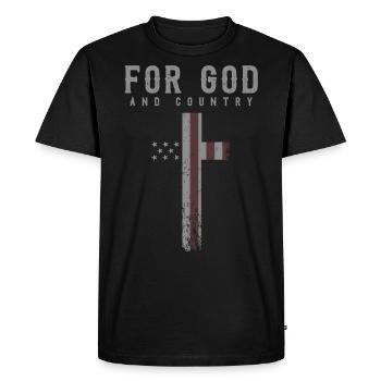 For God and Country, Christian Faith Patriot - Men's Premium Organic T-Shirt - black - Front - Nico (187cm)
