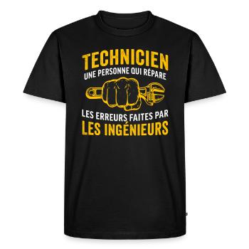 Cadeau pour un Technicien - T-shirt Premium bio Homme - noir - Devant - Nico (187cm)