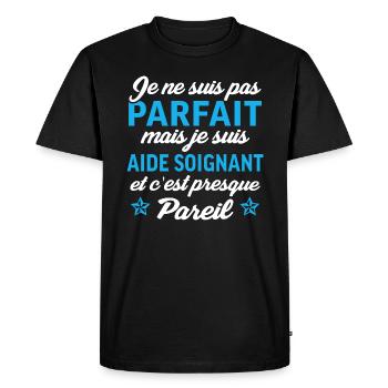 je suis aide soignant - T-shirt Premium bio Homme - noir - Devant - Nico (187cm)