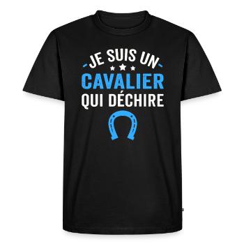 je suis un cavalier qui déchire - T-shirt Premium bio Homme - noir - Devant - Nico (187cm)
