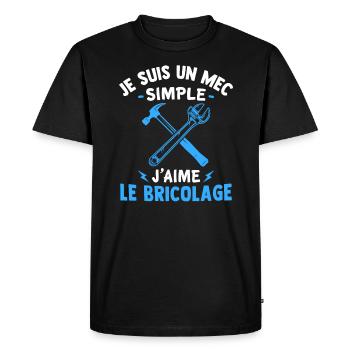 Je suis un mec simple j'aime le bricolage - T-shirt Premium bio Homme - noir - Devant - Nico (187cm)
