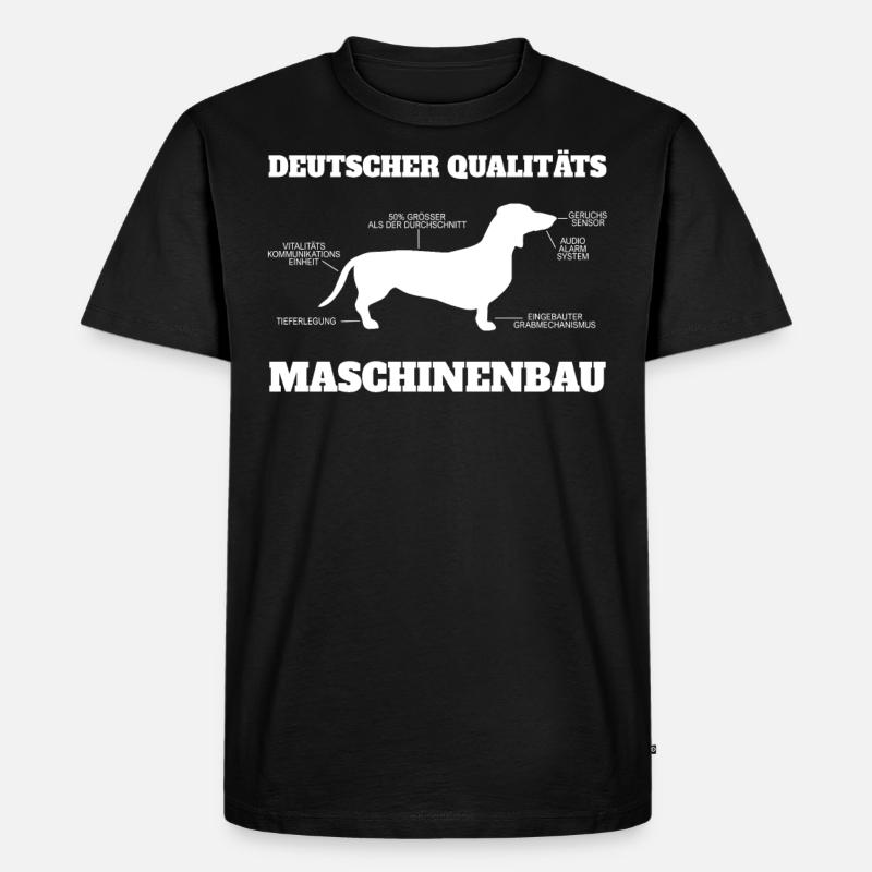 Dackel Hund Dachshund - German Engineering Spruch - Männer Premium Bio T-Shirt - Schwarz