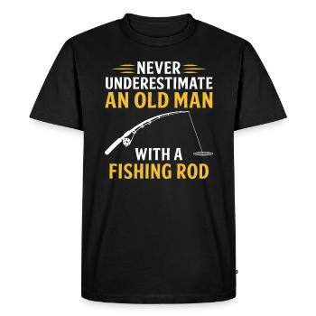 never underestimate an old man with a fishing rod - T-shirt Premium bio Homme - noir - Devant - Nico (187cm)
