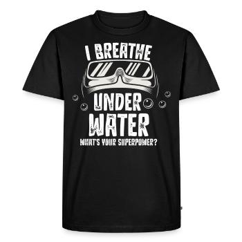Plongée Sous-marine Plongée Sous l’eau Respirer - T-shirt Premium bio Homme - noir - Devant - Nico (187cm)