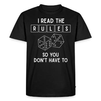 Brettspieler proverbe, Je lis les règles - T-shirt Premium bio Homme - noir - Devant - Nico (187cm)