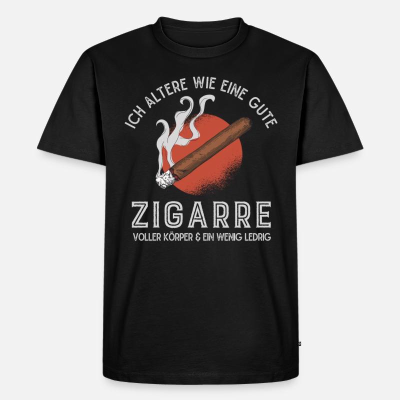 Ich altere wie eine gute Zigarre, Zigarren - Männer Premium Bio T-Shirt - Schwarz