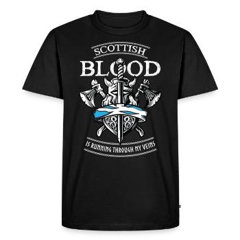 Scottish Blood Flows Through My Veins - Men's Premium Organic T-Shirt - black - Front - Nico (187cm)