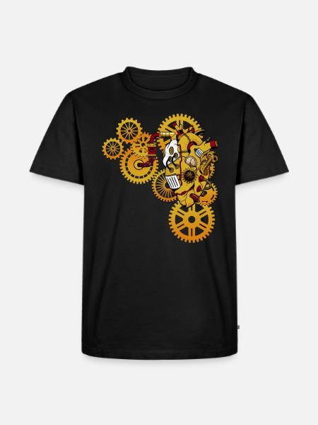Steampunk, Mechanical Heart - Men's Premium Organic T-Shirt - black