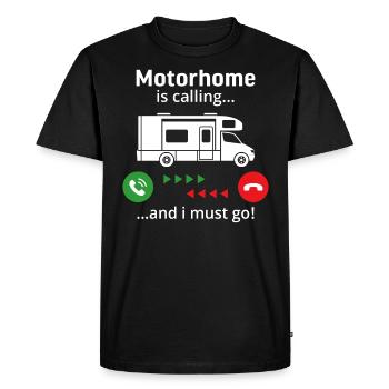 Motorhome is calling and i must go - Männer Premium Bio T-Shirt - Schwarz - Vorne - Nico (187cm)