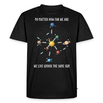 Planète, univers, distances des planètes - T-shirt Premium bio Homme - noir - Devant - Nico (187cm)