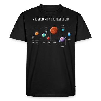 Sonnensystem, Planeten, WIe groß sind die Planeten - Männer Premium Bio T-Shirt - Schwarz - Vorne - Nico (187cm)