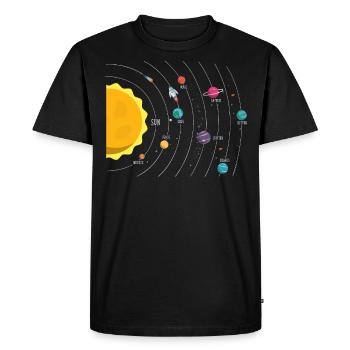 Solar System, Planet, Planet, Sun, Earth - Men's Premium Organic T-Shirt - black - Front - Nico (187cm)