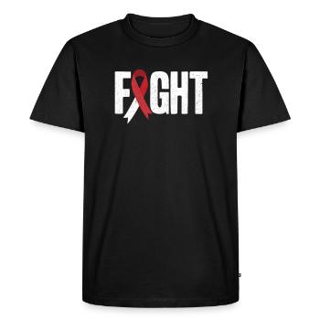 Cancer, Combattre Le Cancer, La bande rouge - T-shirt Premium bio Homme - noir - Devant - Nico (187cm)